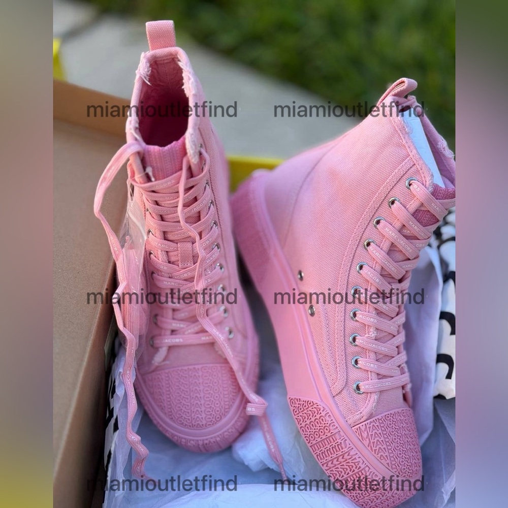Marc Jacobs Pink High-Top Canvas Sneakers with Matching Laces